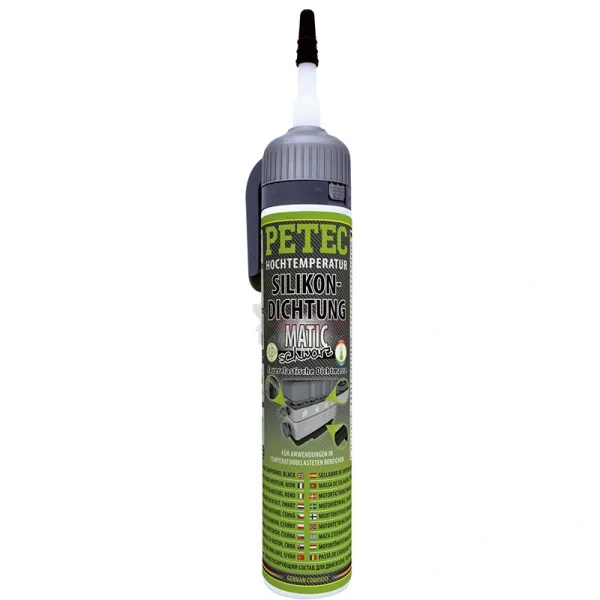 Petec Hochtemperatur-Silikondichtung MATIC schwarz 200 ml